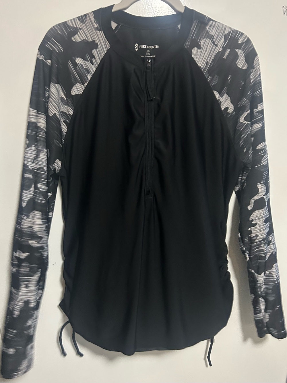 Free Country Pull Over Jacket Black XXL waist Draw Strings Stretch